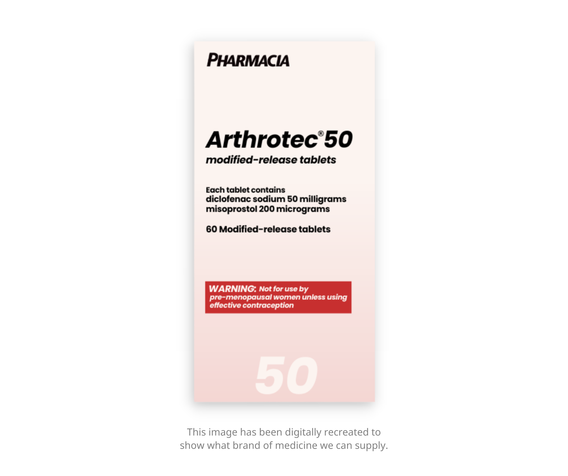Arthrotec tablets - 50mg diclofenac sodium / 200 micrograms misoprostol